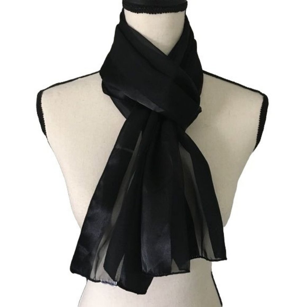 Black Sheer Striped Scarf
